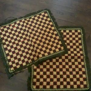 2 Handmade embroidery pillow cover in yellow, brown, orange and olive green